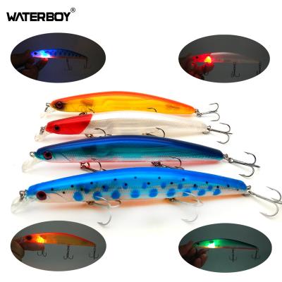 China Factory Direct High Quality Paint Minnow Plastic Fishing Electronic Bait Flashing Light 20g Lure 12.5cm Battery LED Light Lamp for sale