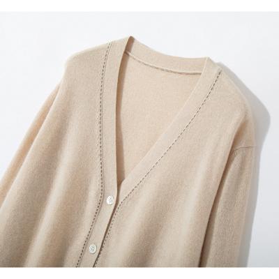 China Anti-Wrinkle Women's V-Neckline Soft Mixed Color Cardigan for sale