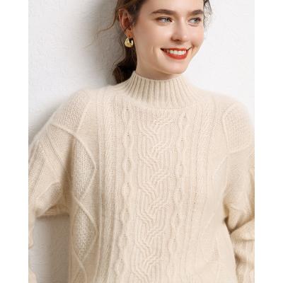 China Anti-Wrinkle Women's Solid Color High Neck Knitted Pullover Half for sale