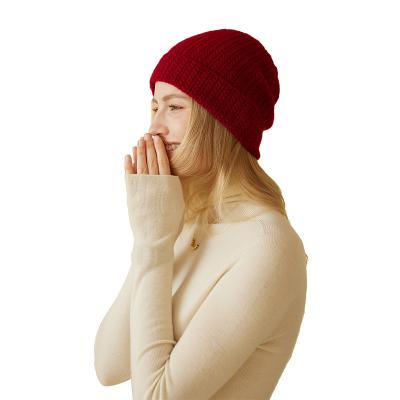 China Having soft wholesale custom made pure color cashmere wool beanie new winter fashion style heat preservation knit hats suppliers for women men for sale