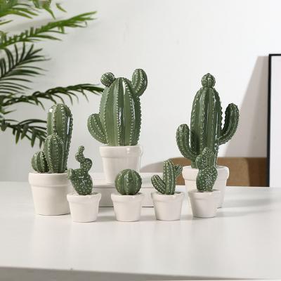 China Eco-friendly Materials GX Artificial Succulents Plants Cactus Potted In Pulp Pot Set Of 5 Small Cactus Plants For Home Office Decoration for sale