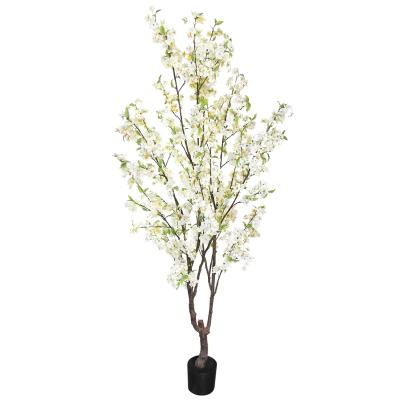 China Eco-Friendly Potted Tree Green Plant White Flowers Large Bonsai Tree Living Room Floor Decorations Happiness for sale