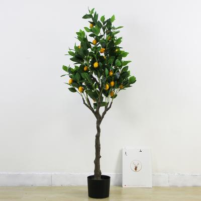 China Best Quality Minimalist Faux Silk Plastic Artificial Tropical Meyer Fruit Plant Lemon Tree for sale