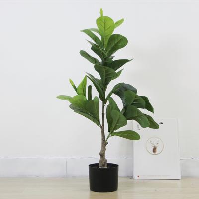 China Faux Oak Potted Foliage Ficus Fig Banyan Tree Minimalist Rubber Artificial for sale