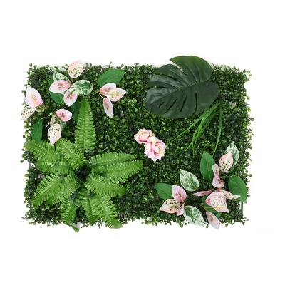 China Minimalist Artificial Boxwood Panels Hedge Plant Grass Flower Topiary Wall for sale