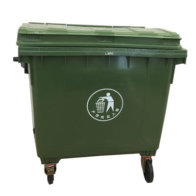 China Sustainable Wholesale Recycled Durable Outdoor Plastic 1100L Trash Can With Wheels for sale