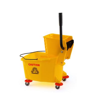 China 32L Large Water Broom Wringer Mop Sustainable Cleaning Plastic Bucket With Wheels LXD-218 for sale