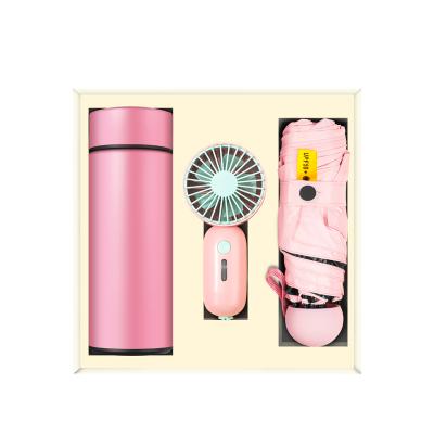 China Agriculture 350ml Mini Vacuum Flask Umbrella Battery Charging Cooling USB Portable Electric Hand Fan Girl Gift Mini Rechargeable Set for sale