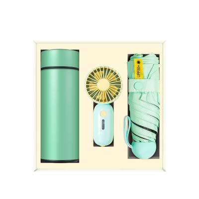 China MINI Automatic Agriculture Fan With Built-in Battery And Umbrella 350ml Business Gift Cup Vacuum Flask Set for sale