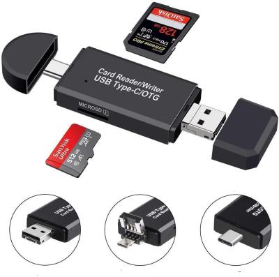 China Android 2.0 3.0 OTG Phone USB 3 In 1 Type - C Card Reader All In One Card Reader for sale