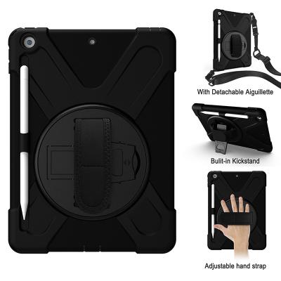 China Sleep / Wake Armor Protective Case with 360 Rotating Stand and Strap for iPad 9.7 2017 for sale