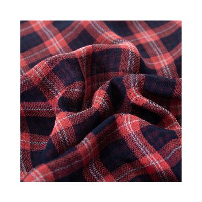 China Cotton Fabric 100 Double Layer Check Modern Design Breathable Dark Color Black And Red Fabric for sale