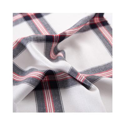 China Modern Design Breathable Black And Red Plaid Fabric 100% Rayon Fabric for sale