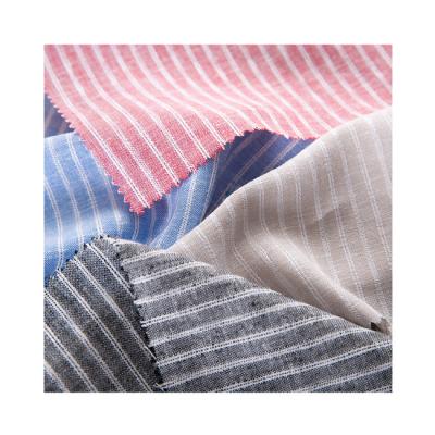 China Modern Design Breathable Different Color Fabric Striped Linen And Rayon Squishy Fabric for sale