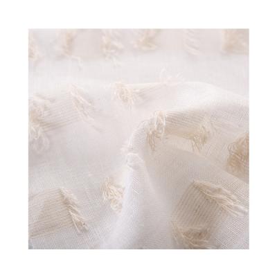 China Breathable Modern Design White Linen And Cotton Cut Yarn Dyed Fabric for sale