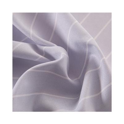 China Modern Design Breathable Blue Oxford Striped Fabric Network Silk Cotton Fabric for sale