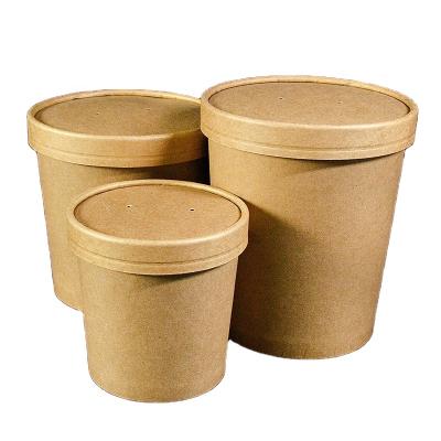 China China Manufacturer Disposable Kraft Paper Bowls With Lid Soup Cup for sale