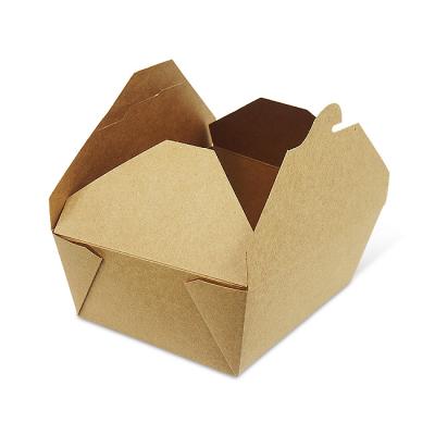 China Rectangular Disposable Paper Box Food Salad Food Containers Box Brown Wrapping Paper Box for sale