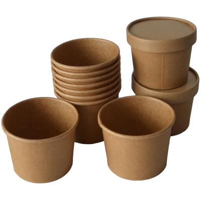 China 4oz Disposable Kraft Paper Ice Cream Cup and Paper Disposable Lid for sale