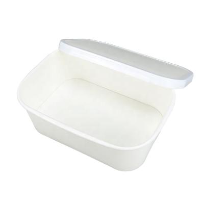 China Disposable Disposable Take Away Kraft Paper Salad Bowl With PET Lid , Kraft Paper Salad Bowl for sale