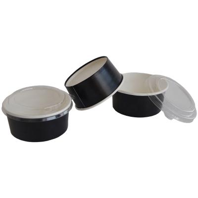 China Disposable Paper Soup Bowl With Lid Black Paper Salad Bowl Ice Cream Paper Bowl for sale