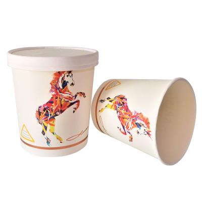 China Biodegradable Disposable Soup Tub Paper Packaging Disposable Paper Cup With Paper Lid for sale