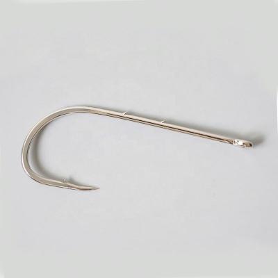 China Genuine Carbon Steel Thin Long Handle Hook With Loose Hole For Barbed Fish Fishing With Twisted Mouth for sale