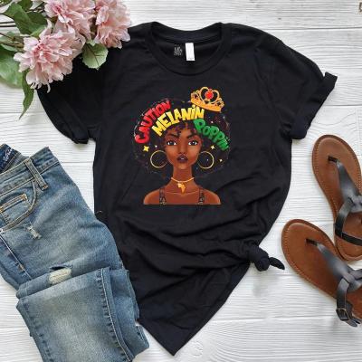 China Wholesale Customized Short Sleeve Women's T-Shirts 100% Cotton Magic Black Girl Unisex 100% Black Tee QUICK DRY for sale