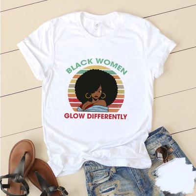 China Melanin High Quality QUICK DRY Graphic Queen's Custom 100% Cotton Women Plus Size T-shirt for sale