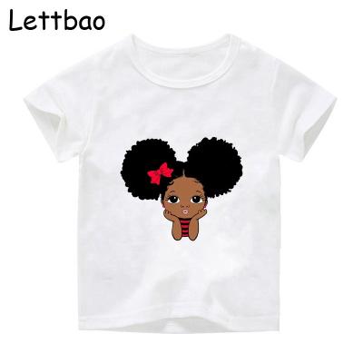 China QUICK DRY Fashion Girl Print Black T-shirt For Kids Hip Hop Harajuku Toddler Girls Kids Korean Creative T-shirt for sale