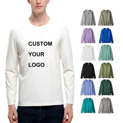 China High Quality Custom T-shirts 230 gsm Anti-Wrinkle OEM Logo Pattern Heat Press DTG Printing 100% Unisex Long Sleeve Cotton Men's T-shirts for sale