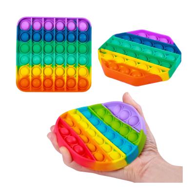 China Busy Person Toys Push Bubble Silicone Stress Reliever Toy Push Noise Bubble Single Compression Jumping Person Rainbow Sensory Anti-Anxiety Set For Kids for sale