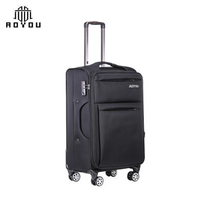 China Business Polyester Expandable Luggage Soft Shell Spinner Trolley Bags Travel Luggage Set for sale