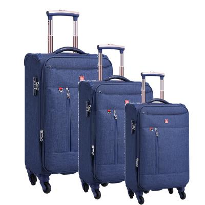 China Nylon 3 Piece Set 20/24/28 Inch Business 4 Wheels Soft Fabric Luggage Spinner Nylon Luggage Suitcase for sale