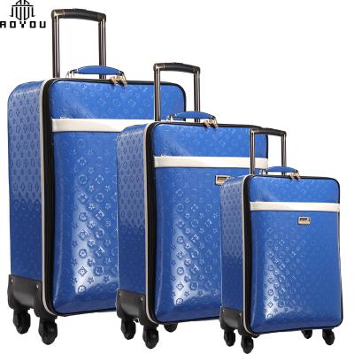 China 3pcs 16/20/24 Inch PU Rolling Travel Luggage Continental Expandable 4 Wheel Carry On Luggage for sale