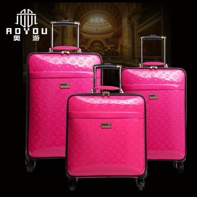 China Business 3pcs 16/20/24 Inch PU Leather Trolley Luggage Set Fashion Suitcase Travel Luggage Suitcase for sale