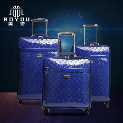 China Business 3pcs 16/20/24 Inch PU Leather Trolley Luggage Set Travel Luggage Suitcase for sale