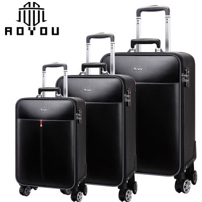 China 3pcs PU Trolley Travel Luggage Bag 20inch and 24inch to 16inch Set PU Leather Suitcase for Men for sale