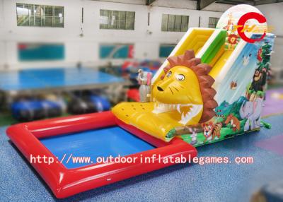 China 0.55 Mm PVC Commercial Grade Inflatable Water Slide With Pool Black / Blue / White for sale