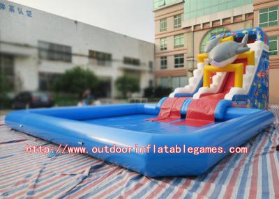 China Blue Large Wet Commercial Inflatable Slide Into Pool For Water Amusement / Garden for sale