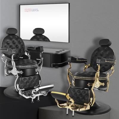 China Gold Hydraulic Hairdresser Barber Chairs BLACK EUROPEAN Barber Shop Styling Chair Van Velde Beauty Salon Furniture Factory Direct Sale for sale