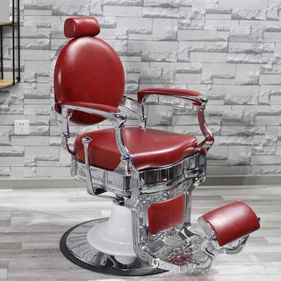 China EUROPEAN Barber Shop Cheap Barber Shop Application Beauty Hair Salon Prices Vintage Chrome Red Extended Barber Chairs for sale