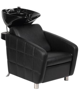 China Modern wholesale black leather pvc shampoo chair; Beauty Keller salon furniture for the barbershop; Hairdressing ceramic washbasin for sale