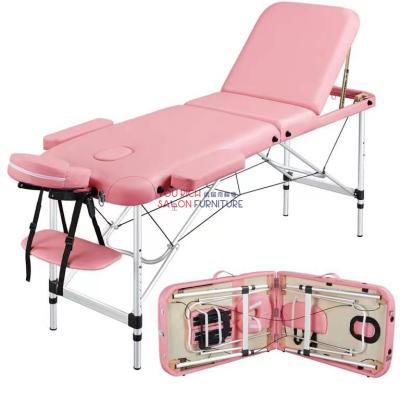 China Hot Selling Beauty Furniture Aluminum Color Option Modern Beauty Chair Salon Amazon Portable Folding Body Message Bed Full for sale