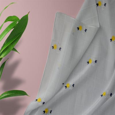 China Pure Custom Color 50D Polyester Shiny Woven Embroidery Flocking Satin Chiffon Silk Fabric With High Quality Dress for sale