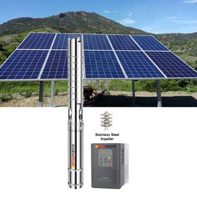 China Agriculture/home 3hp mountain deep borehole solar water pumps 255m head well pumps deep borehole submersible water pump bombas de agua for sale