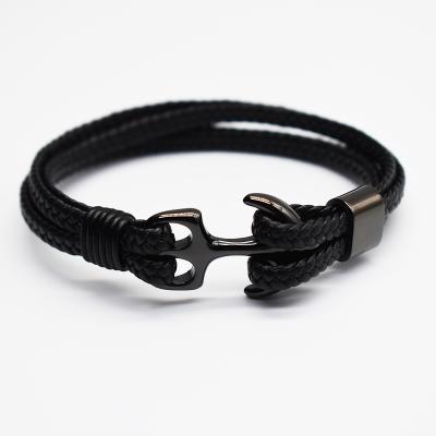 China DIY-Support CLASSIC Genuine Leather Anchor Bracelet Cow Top Layer BMZ Leather Bracelet Men for sale