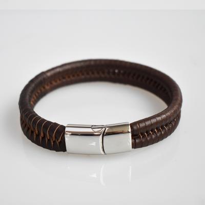 China 2022 hot sale genuine leather bracelet maker flat leather bracelet braided genuine leather bracelet manufacturer for sale