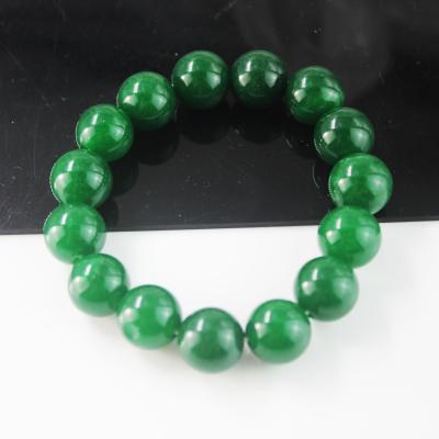 China BMZ 2021 hot sale green jade stone bracelet good quality elastic adjustable natural jade bracelet 13MM natural stone religious for sale