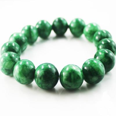 China BMZ Religious Pure Natural Stone Jade Wrap Stone 13mm Good Quality Texture Green Round Native Jade Bracelets for sale